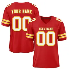 Red White-Gold Classic Style Authentic Football Jersey 1