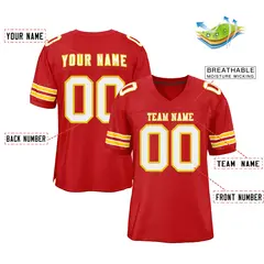 Red White-Gold Classic Style Authentic Football Jersey 2