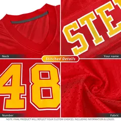 Red White-Gold Classic Style Mesh Authentic Football Jersey 4