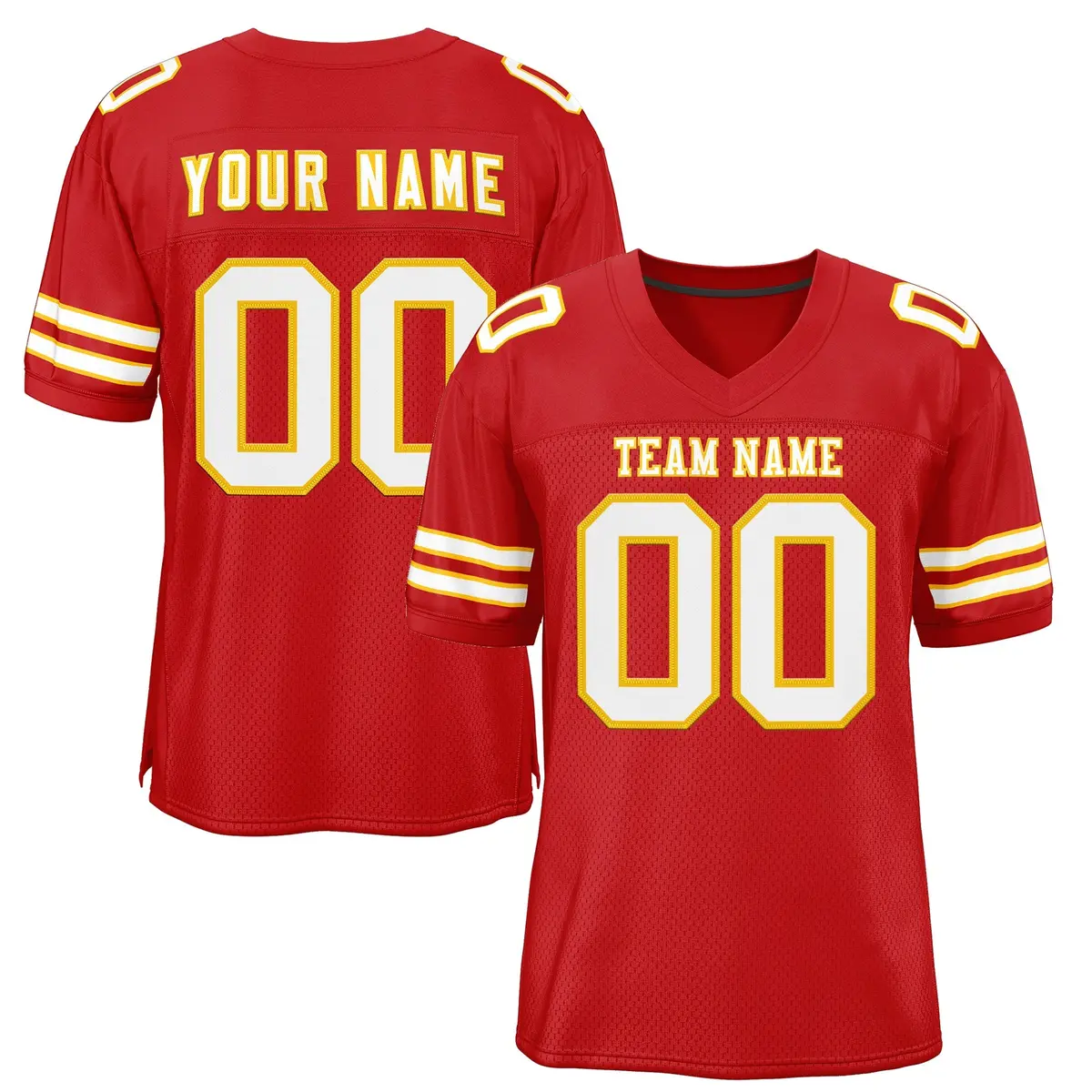 Red White-Gold Classic Style Mesh Authentic Football Jersey