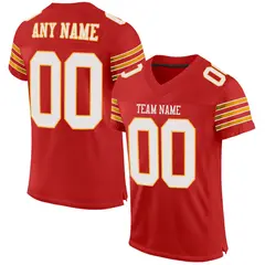 Red White-Gold Classic Style Mesh Authentic Football Jersey 1