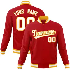 Red White-Gold Classic Varsity Full-Snap Letterman Jacket 1