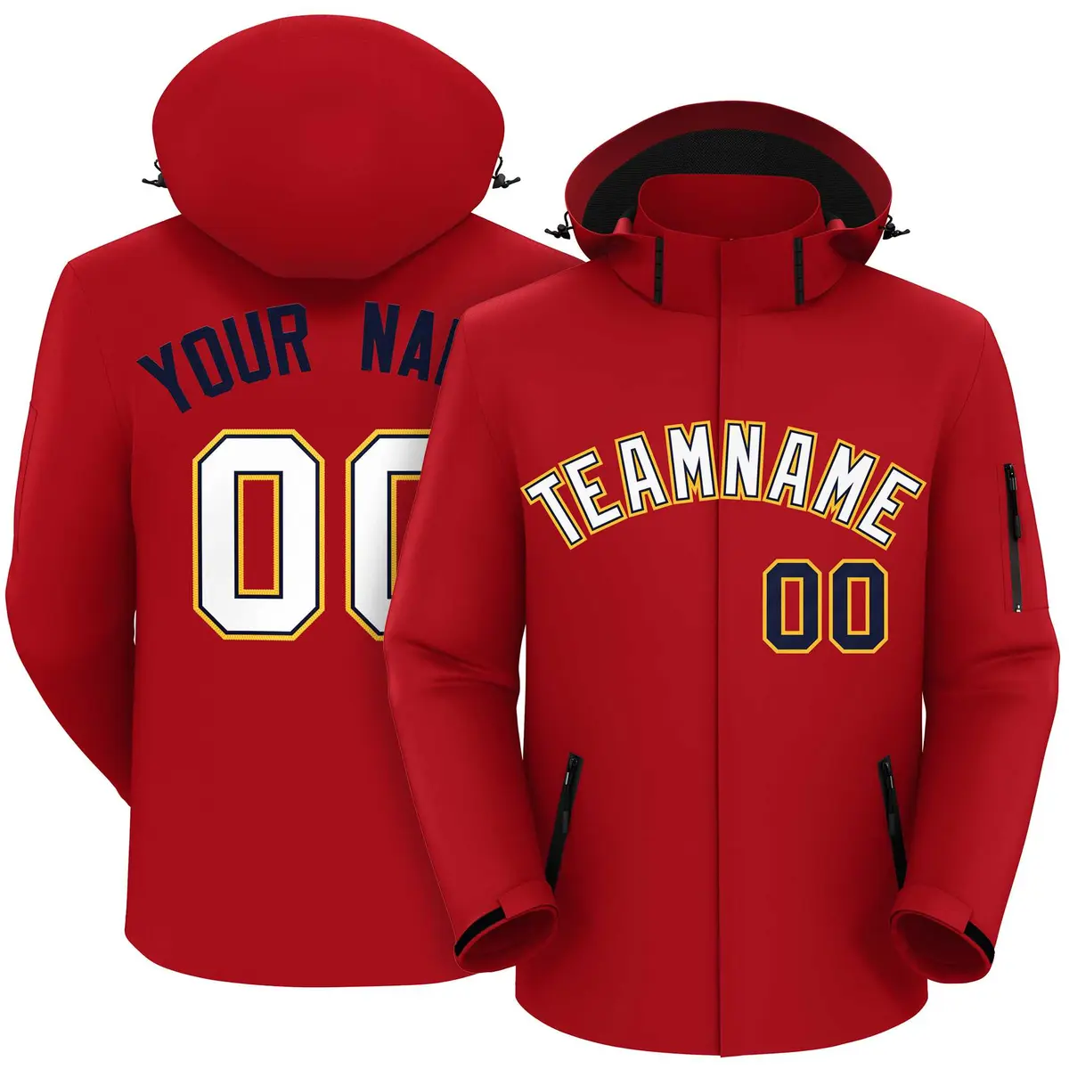 Red White-Gold Classic Waterproof Jacket