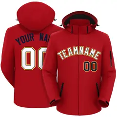 Red White-Gold Classic Waterproof Jacket