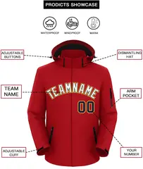 Red White-Gold Classic Waterproof Jacket 2