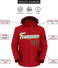 Red White-Gold Classic Waterproof Jacket 2