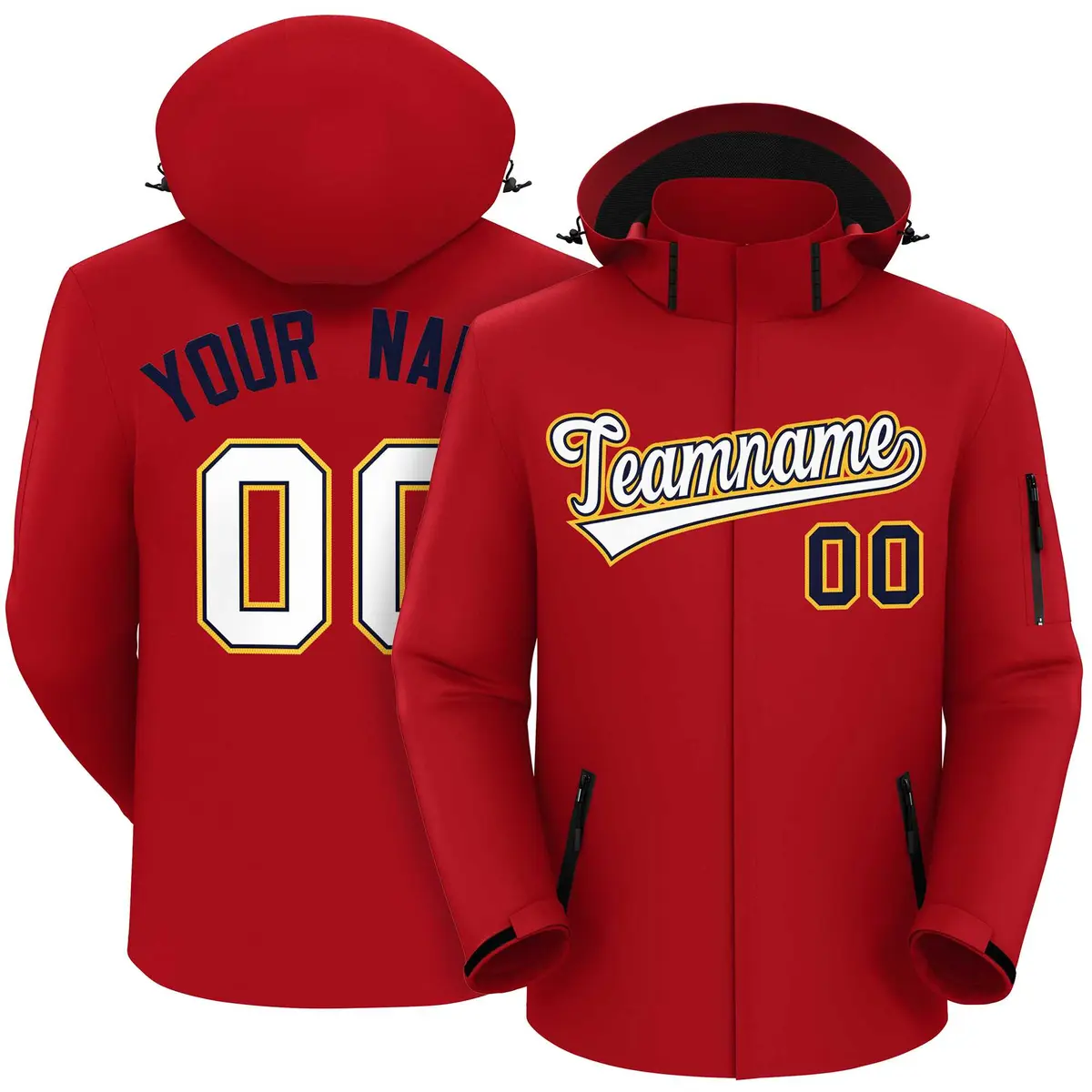 Red White-Gold Classic Waterproof Jacket