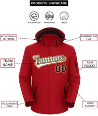 Red White-Gold Classic Waterproof Jacket 2