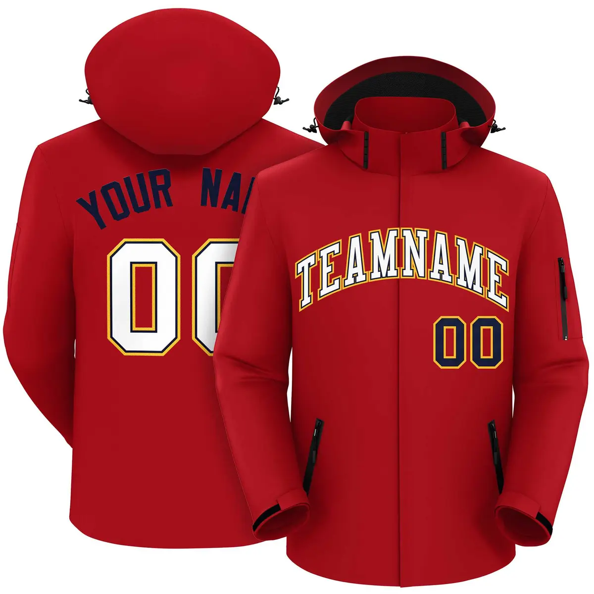 Red White-Gold Classic Waterproof Jacket