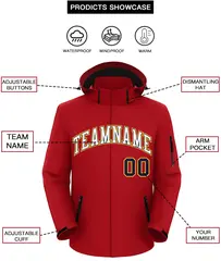 Red White-Gold Classic Waterproof Jacket 2