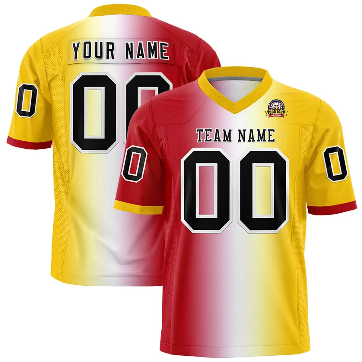 Red White-Gold Gradient Fashion Authentic Football Jersey