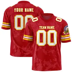 Red White-Gold Graffiti Line Authentic Football Jersey