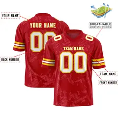 Red White-Gold Graffiti Line Authentic Football Jersey 2