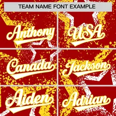 Red White Gold Graffiti Star Ink Texture Baseball Jersey 3