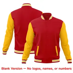 Red White Gold Raglan Sleeves Cotton Letterman Jacket 6