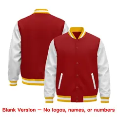Red White Gold Raglan Varsity Full-Snap Letterman Jacket 2