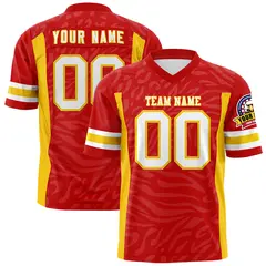 Red White-Gold Zebra Stripes Authentic Football Jersey 1