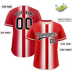 Red White Gradient Lapel Fashion Authentic Baseball Jersey 2