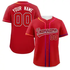 Red White Gradient Ribbed Authentic Baseball Jersey 1