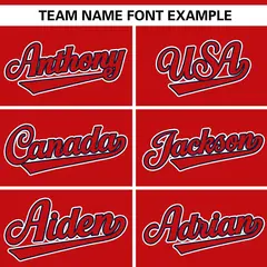 Red White Gradient Ribbed Authentic Baseball Jersey 3