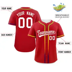 Red White Gradient Ribbed Authentic Baseball Jersey 2