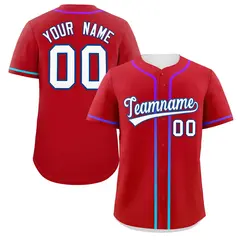 Red White Gradient Ribbed Authentic Baseball Jersey 1