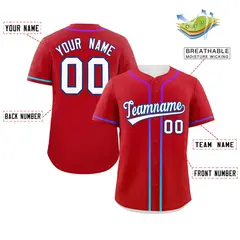 Red White Gradient Ribbed Authentic Baseball Jersey 2