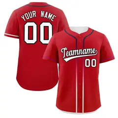 Red White Gradient Ribbed Authentic Baseball Jersey 1