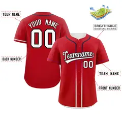 Red White Gradient Ribbed Authentic Baseball Jersey 2