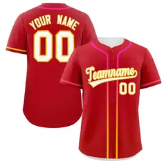 Red White Gradient Ribbed Authentic Baseball Jersey 1