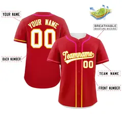 Red White Gradient Ribbed Authentic Baseball Jersey 2