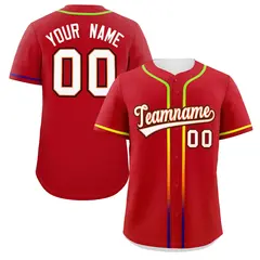 Red White Gradient Ribbed Authentic Baseball Jersey 1