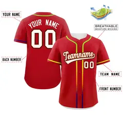 Red White Gradient Ribbed Authentic Baseball Jersey 2