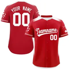 Red White Gradient Side Star Pattern Baseball Jersey 1