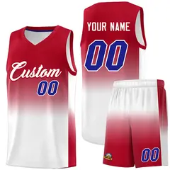 Red White Gradient Sports Basketball Jersey 1