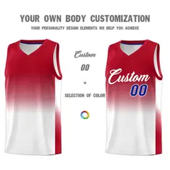 Red White Gradient Sports Basketball Jersey 3