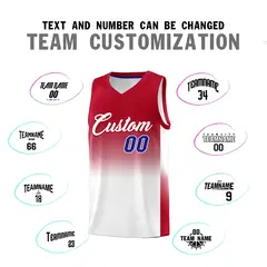 Red White Gradient Sports Basketball Jersey 4