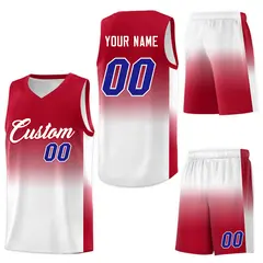 Red White Gradient Sports Basketball Jersey 7