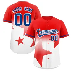 Red White Gradient Star Graffiti Authentic Baseball Jersey 1