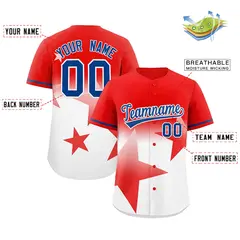 Red White Gradient Star Graffiti Authentic Baseball Jersey 2