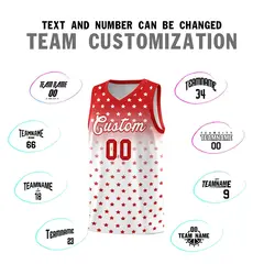 Red White Gradient Star Pattern Basketball Jersey Sets 4
