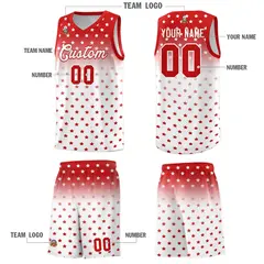 Red White Gradient Star Pattern Basketball Jersey Sets 5