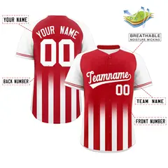 Red White Gradient Thick Stripe Raglan Baseball Jersey 2