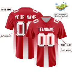 Red White Gradient Vertical Stripe Fashion Football Jersey 2