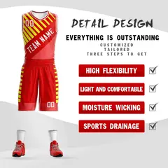 Red White Graffiti Bar Pattern Sets Basketball Jersey 2