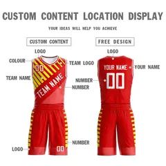 Red White Graffiti Bar Pattern Sets Basketball Jersey 3