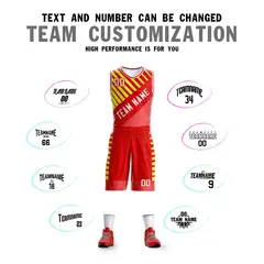 Red White Graffiti Bar Pattern Sets Basketball Jersey 4