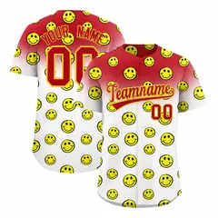 Red White Graffiti Gradient Smile Baseball Jersey