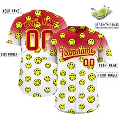 Red White Graffiti Gradient Smile Baseball Jersey 2