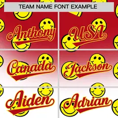 Red White Graffiti Gradient Smile Baseball Jersey 3